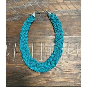 Charming Charlie’s Beaded Teal Necklace Bib Costume Jewelry